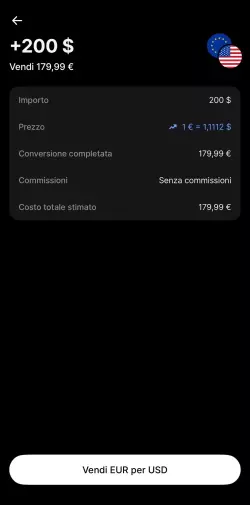 Revolut riepilogo conversione valuta