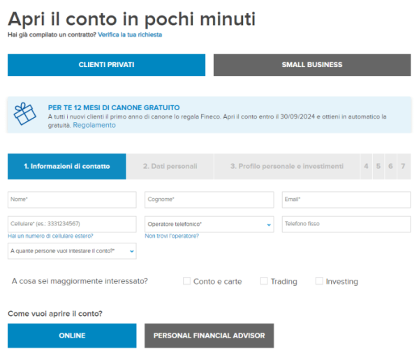 aprire conto fineco